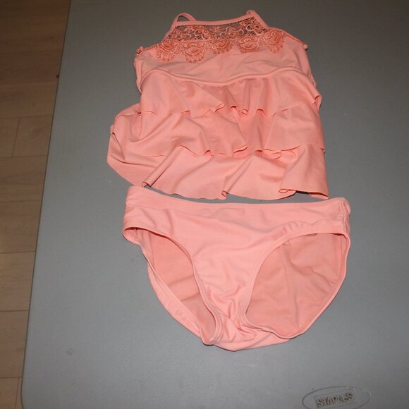 2 Pcs Justice Tankini Swimsuit Size 14 - Picture 1 of 10